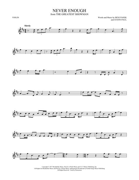 Never Enough From The Greatest Showman By Pasek And Paul Sheet Music