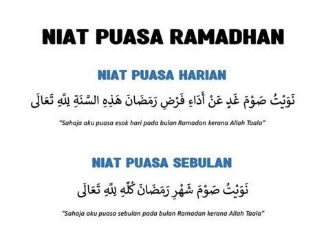 Niat Puasa Ramadhan Harian Dan Sebulan