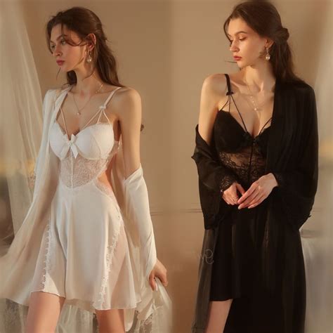 READY STOCK Satin Silk Padded Bra Cup Ribbon Babydoll Sleepwear Sexy Lingerie Baju Tidur Sexy