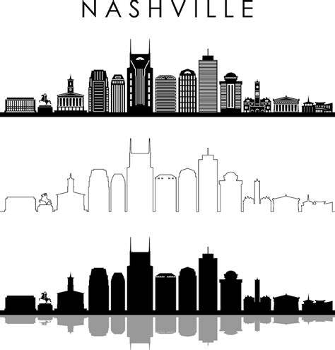 NASHVILLE SKYLINE Outline Silhouette Vector Svg Eps Jpg Png - Etsy