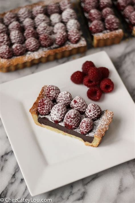 Raspberry Chocolate Tart Chez Cateylou Recipe Chocolate Tart Desserts Sweet Tarts