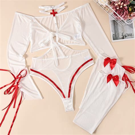 Generic Ins2025 High End Quality Bow Embroidery Hollow Corrugated Sexy Lingerie Suit 27319