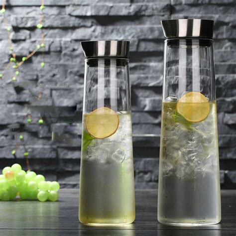 Jual Glo Acrddk Botol Kulkas Pitcher Teko Kaca Tutup Stainless Steel