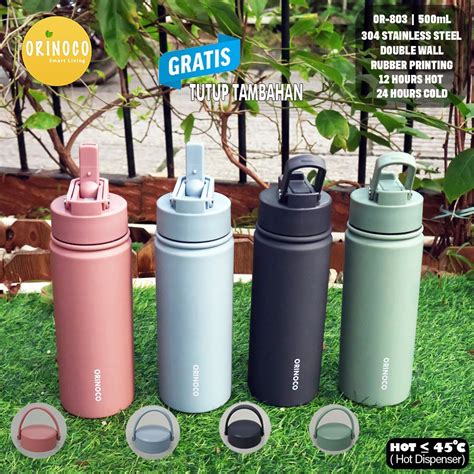Jual Orinoco Botol Thermos Or Tumbler Silky Touch With Straw Ml Vacuum Flask Hot Cold