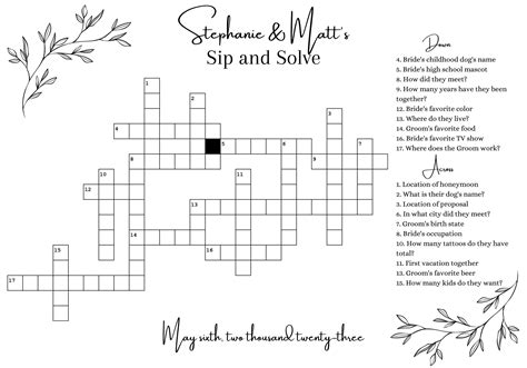 Custom Wedding Crossword Sip and Solve Digital Print at - Etsy