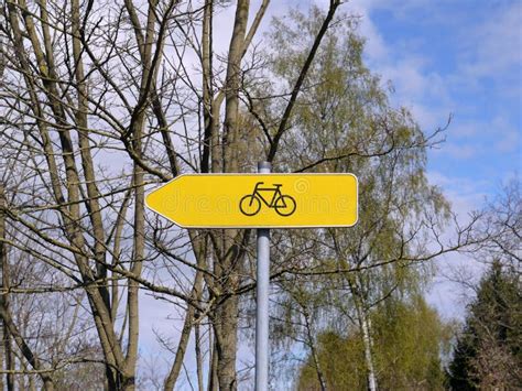 Bicycle Route Yellow Sign Stock Photo Image Of Yellow