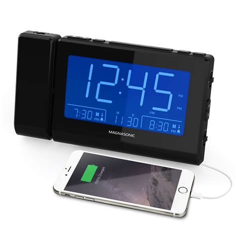 Magnasonic Alarm Clock Radio With Usb Charging For Smartphones And Tablets Time Projection Auto