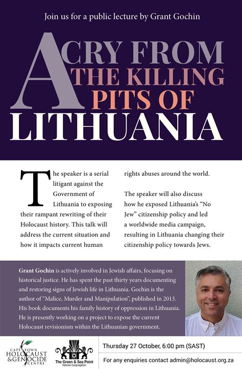 A cry from the killing pits of Lithuania - Cape Jewish Chronicle