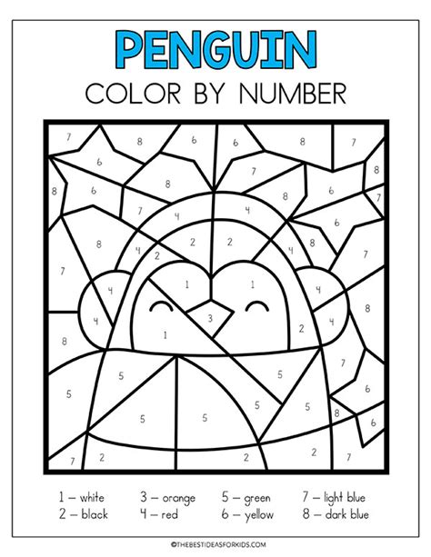 Penguin Color By Number (Free Printables) - The Best Ideas for Kids