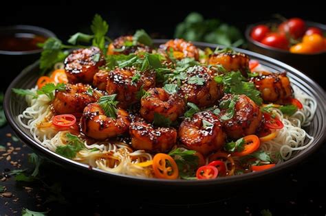 Premium Photo Spicy Cajun Shrimp Noodle Bowl