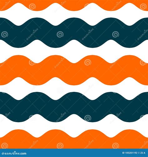 Simple Abstract Orange Fat Zigzag Blue Wave Shape Vertical Seamless