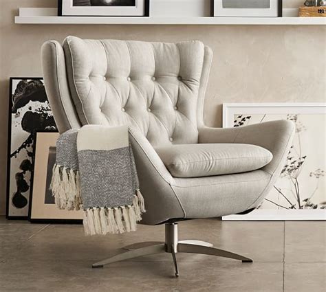 Wells Upholstered Swivel Chair Pottery Barn