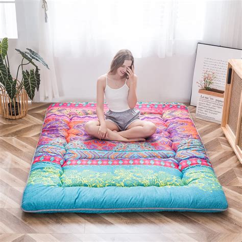 Maxyoyo Bohemian Retro Floor Mattress Boho Floral Style Japanese Futon