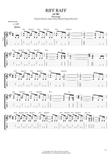 Riff Raff by AC/DC - Full Score Guitar Pro Tab | mySongBook.com