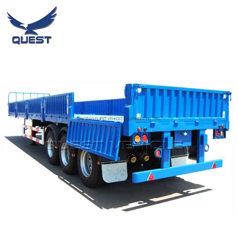 Ft Bulk Cargo Transport Axle Flatbed Sidewall Semi Trailers China