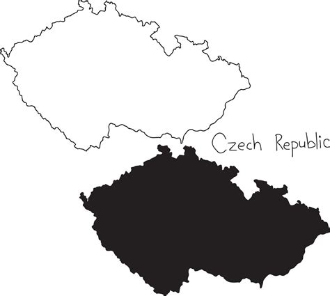 Outline And Silhouette Map Of Czech Republic Vector Vector