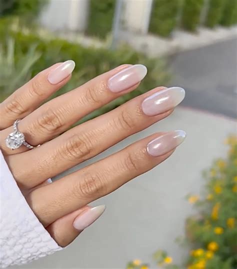 Hailey Bieber Nails French Acrylic Nails Almond Acrylic Nails Nail