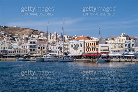 Syros Island Cyclades Greece Ermoupolis Capital Of Siros Town Port