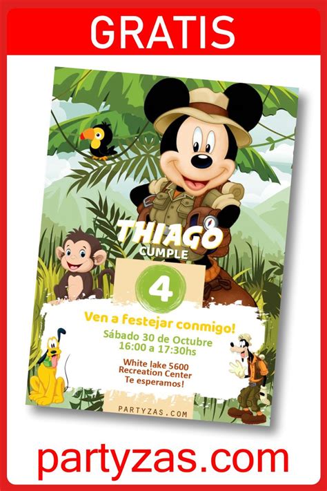 Invitaci N Mickey Safari Gratis Para Editar Crea Esta Tarjeta