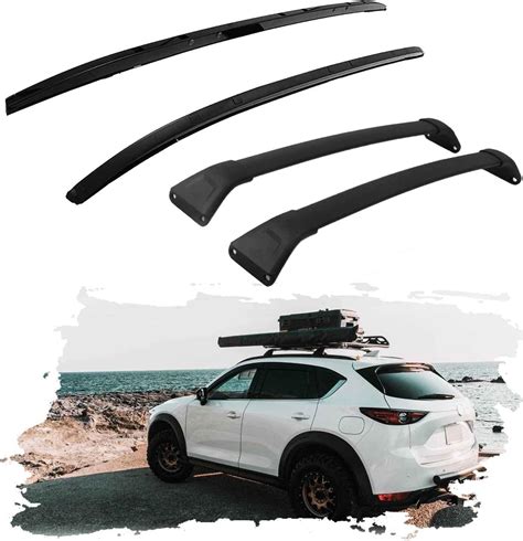 Upgraded Set Of 4 All Black Heavy Duty Roof Rails Cross Bars For Mazda