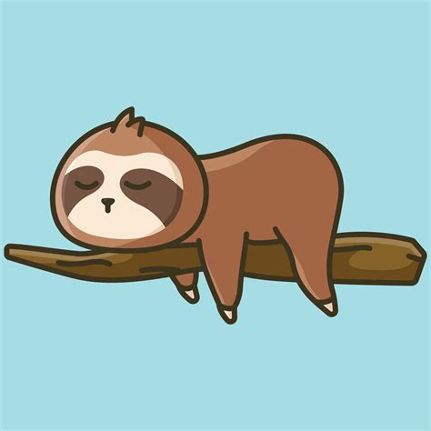 Cute Sloth Sleeping In A Tree Cartoon Simple Illustration Icon 25345339