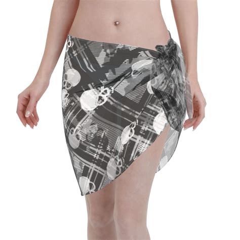 Coaee Seamless Pattern With Skulls Women S Short Sarongs Beach Wrap Sheer Bikini Wraps Chiffon