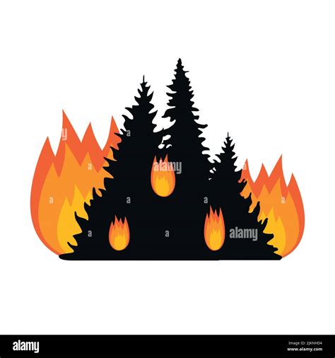 Peligro De Incendio Forestal Quemando Abetos Ilustraci N Imagen Vector