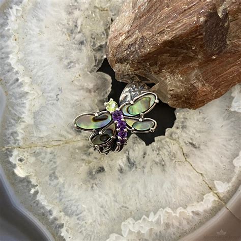 Carolyn Pollack Sterling Silver Abalone Amethyst Peridot Dragonfly