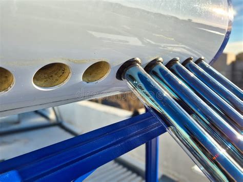 Assembly Of Solar Hot Water Tank Stock Image Image Of Incrustation Rooftop 326995089