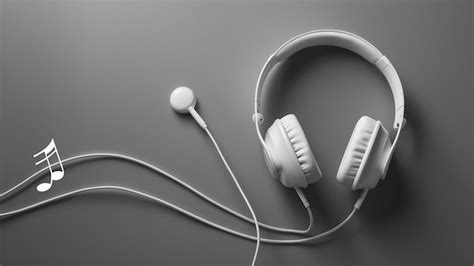 white classic wired headphones isolated   gray background retro