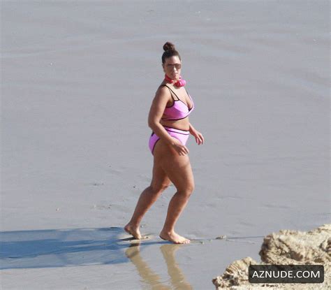 Ashley Graham Wearing A Pink Bikini At The Beach In Los Angeles California Aznude