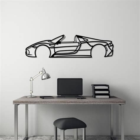 Porsche Silhouette Metaal Kunst Wanddecoratie Man Cave Auto