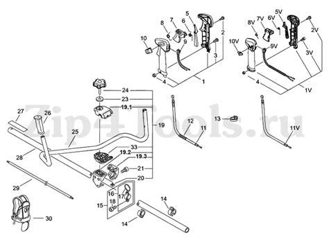 6. Управление. Деталировка бензокосы (триммера) ECHO (Эхо, Ехо) SRM-2655SI.