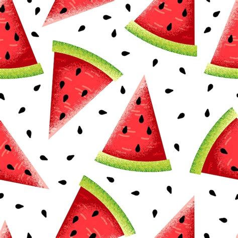 Premium Vector Juicy Watermelon Slice Watercolor Imitation Watermelons And Seeds Seamless