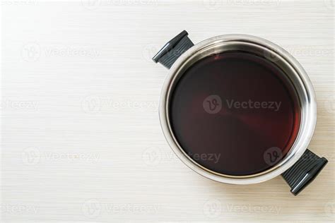 Black Soup In Hot Pot For Shabu Or Sukiyaki Japanese Food Style Stock Photo At Vecteezy