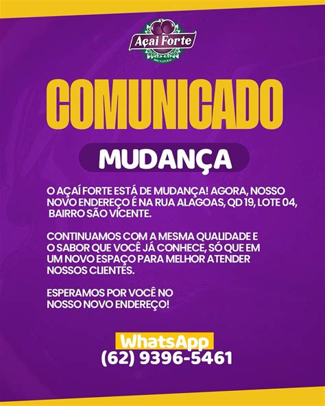 📢 Comunicado Importante: O Açaí... - Açai Forte Uruaçu | Facebook