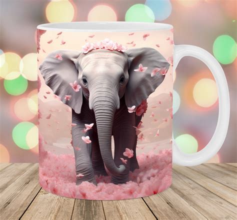 3d Elephant Mug Wrap 11oz And 15oz Mug Template Mug Sublimation Design
