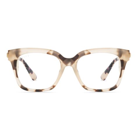 Bella Xs Square Glasses Cream Tortoise And Blue Light Technology Diff Eyewear