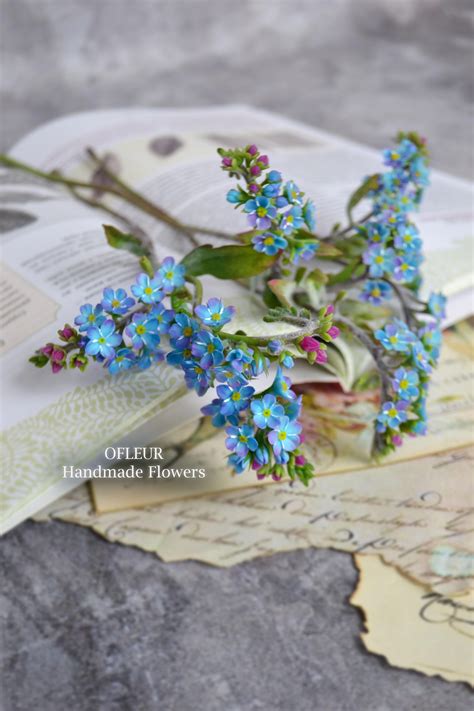 Self Botanical Sculpture Of Forget Me Not Flowers Made Of A Mix Of Air Dry Clays Rsculpture