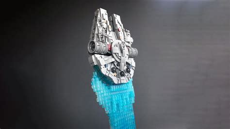 Check Out This LEGO MOC Of A Micro-scale Millennium Falcon Blasting Off A Micro-city