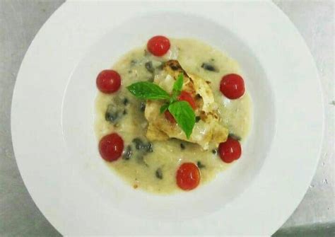 Pan Fried Chicken with Mushroom Veloute Sauce Recipe by Shashank ...