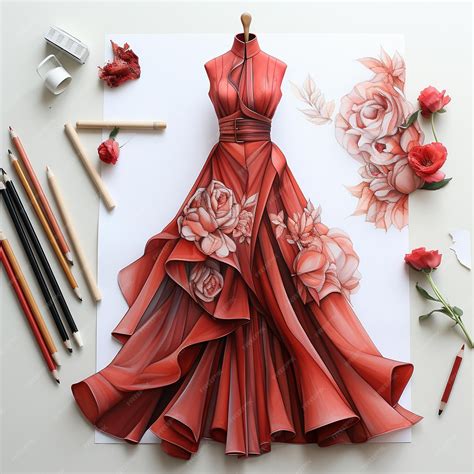A Fashion Design Sketch New And Beautiful Outfit For Woman Premium Ai