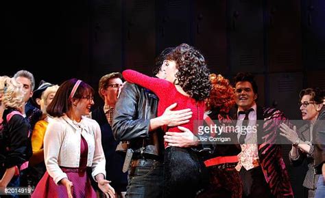 Max Crumm And Laura Osnes Final Performance In Grease On Broadway Stock