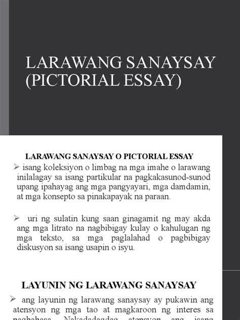 Larawang Sanaysay Pictorial Essay Pdf