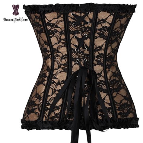 Red Mesh Grid Lingerie Corset With Floral Lace S Supplies