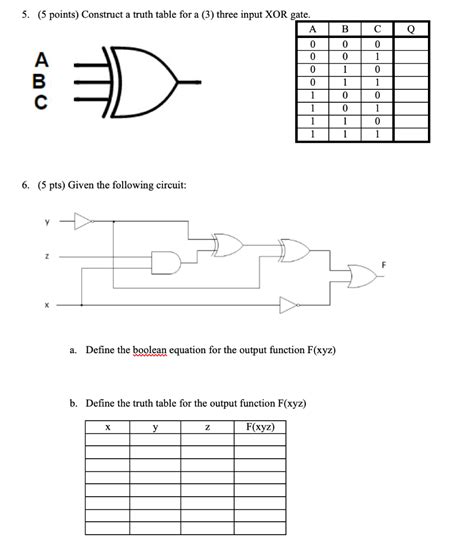 Solved 5 5 Points Construct A Truth Table For A 3 Three