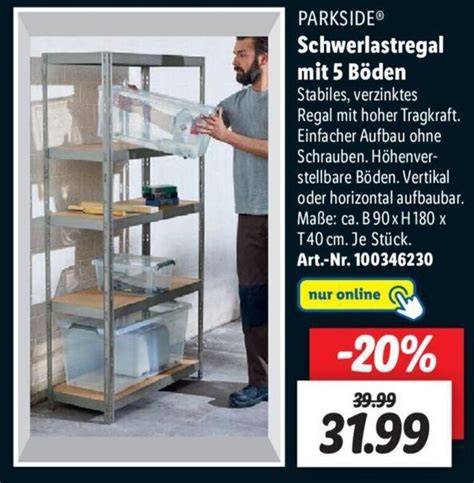 Parkside Schwerlastregal mit 5 Böden Angebot bei Lidl