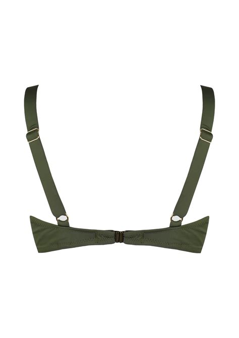 Crool Bikini Top Gathered Cups E F Khaki Zeta Curves