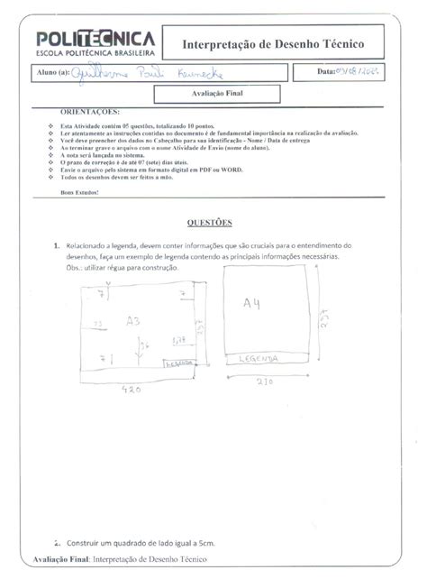 avaliação final desenho tecnico Eletrônica I