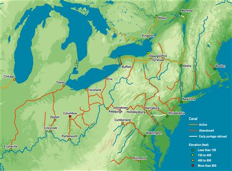 Major Canals Built in the 19th Century, American Northeast | The